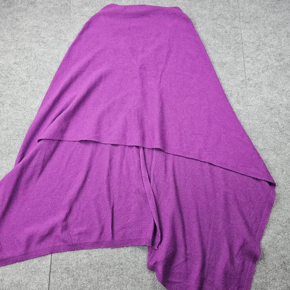 Vera Tucci Wool Blend Cape Poncho Womens One Size Purple Italy Button Front